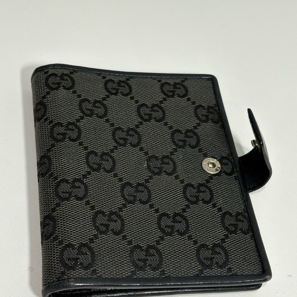 Authentic Gucci Black GG Canvas and leather agenda card Wallet w certificate - Picture 8 of 11